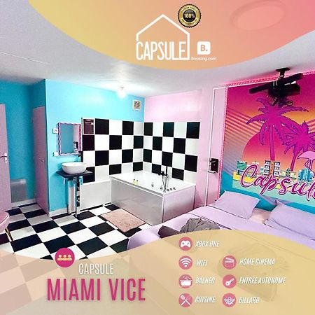 Capsule Miami Vice - Jacuzzi - Billard - Ecran Cinema & Netflix - Ping-Pong - Nintendo & Jeux- 리에뱅 외부 사진