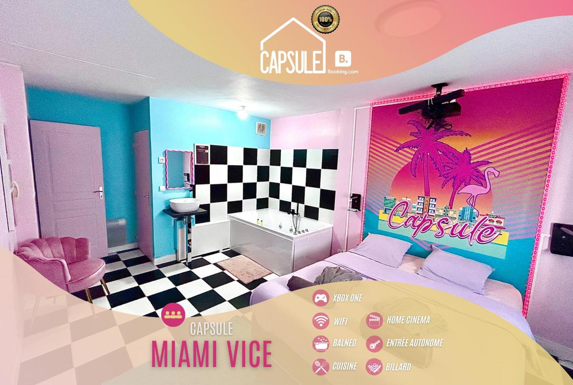Capsule Miami Vice - Jacuzzi - Billard - Ecran Cinema & Netflix - Ping-Pong - Nintendo & Jeux- 리에뱅 외부 사진